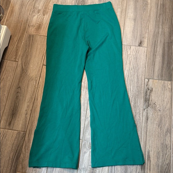 Anthropologie Maeve Pull On Knit Split Hem Flare pants Green Medium - Picture 6 of 10
